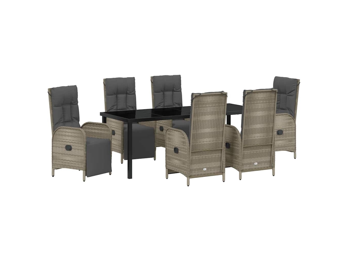 Maison Exclusive - Conjunto De Comedor De Jardín 7 Pcs Gris Ratán Sintético