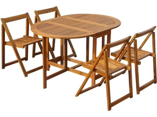 Conjunto 5 Muebles De Jardin VIDAXL Marrón Madera