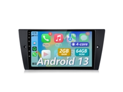 Radio Android 13 para BMW Serie 3 E90 E91 E92 E93 | Pantalla IPS HD de 9" | CarPlay/Android Auto inalámbrico | 2 GB de RAM / 64 GB de almacenamiento | Audio DSP Junsun