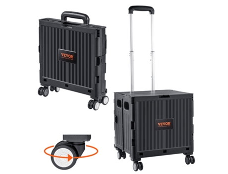 VEVOR Carro de Compra Plegable Carro con Mango Telescópico Carga de 49,8 kg