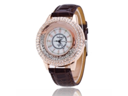 Elegante Y Sencillo Reloj Analógico Casual Para Mujer Con Correa De Pu Y Movimiento De Cuarzo Negro.