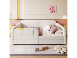 Cama Multifuncional 90x200cm - Sofá Cama Con 3 Bolsillos, 2 Cajones, Estructura Metálica - Blanco