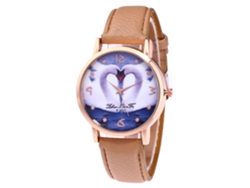 Reloj De Pulsera Para Estudiantes Con Correa De Pu, Diseño De Corazón De Cisne, Movimiento De Cuarzo Beige.