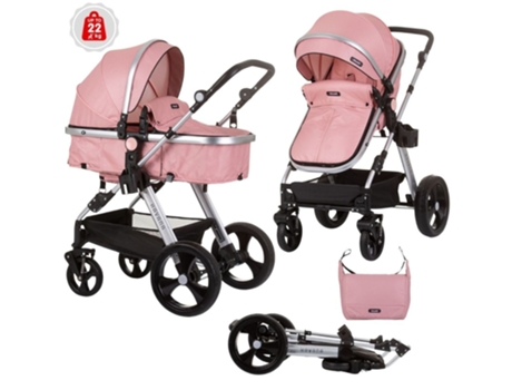 Carrito de bebé HAVANA dúo convertible hasta 22 Kg con bolso y mosquitera flamingo CHIPOLINO