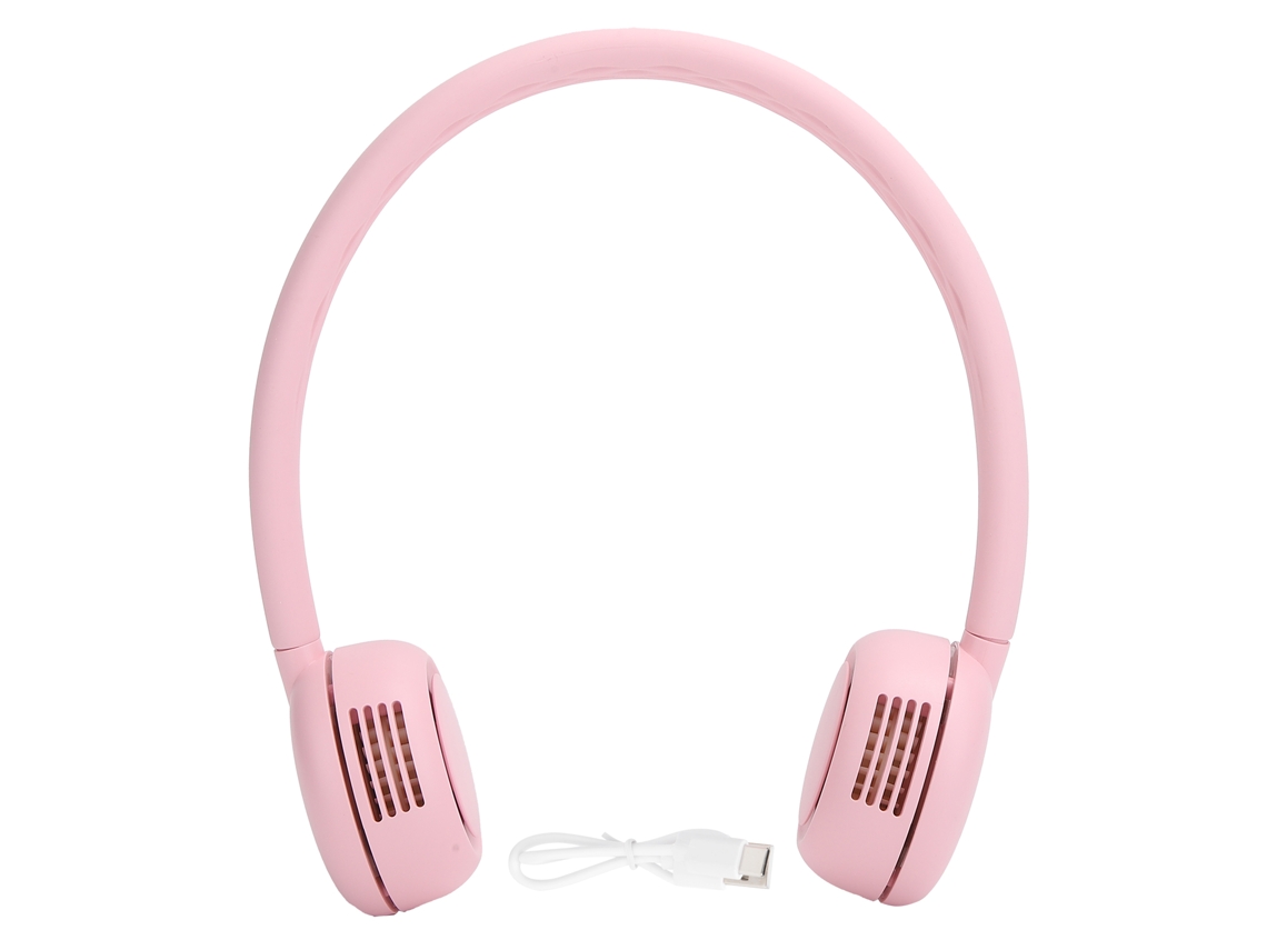 Ventilador de cuello silencioso, recargable por USB, rosa, 2000 mAh