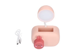 Lámpara De Escritorio Led Conejo Cartoons Con Sacapuntas Cable Usb Para Niños Estudio Dormitorio Oficina Rosa