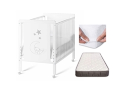Cuna Bebe Indi Con Colchón Morfeo, Blanca Y De Madera De Haya + Protector De Colchón
