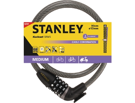 STANLEY 751755205 Candado Bicicletas Combinación Ø12X900Mm