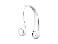 Ventilador portátil Digitallab con diseño de auriculares para colgar en el cuello, 3 velocidades, ideal para deportes al aire libre, 1800 mAh (blanco)