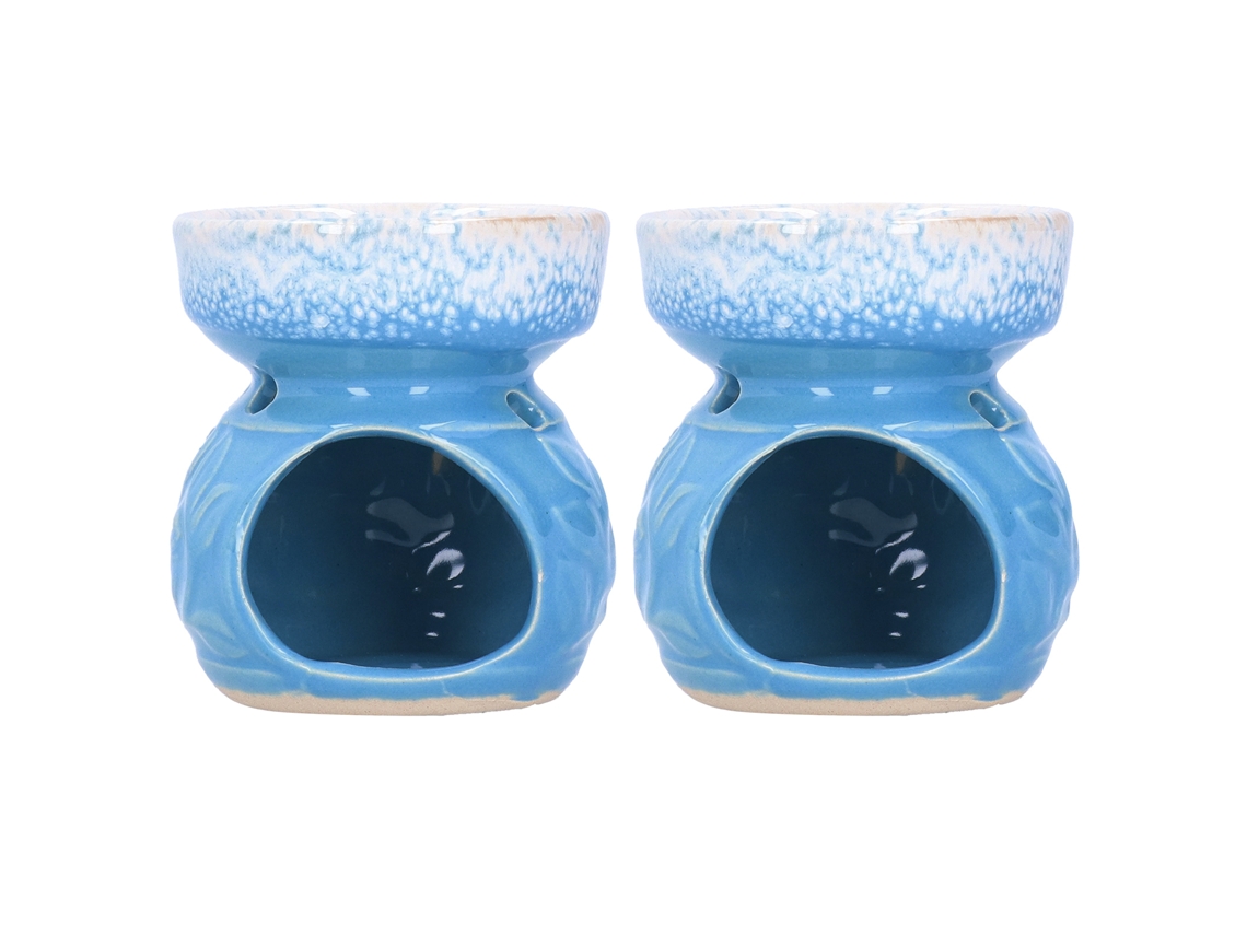 2pcs Hornillo De Cerámica Para Aceite Esencial Incensario Estufa Aromaterapia Azul Decorativo