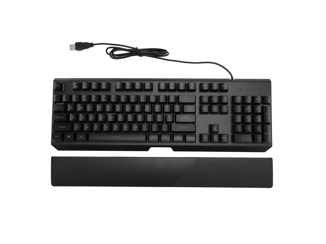 Teclado mecánico para juegos con cable y reposamuñecas extraíble para el hogar, dormitorio, bar e internet.