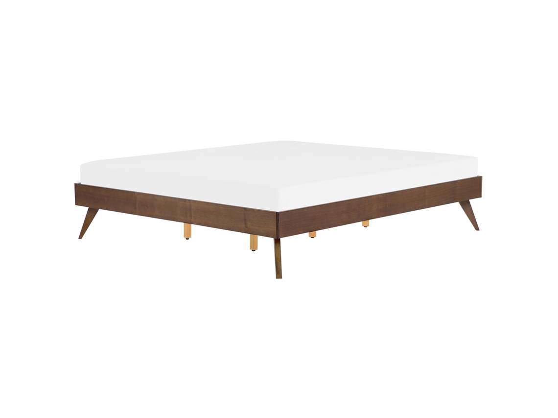 Cama con somier BELIANI Berric de MDF Madera oscura 187x202x38