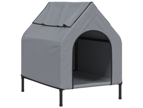 vidaXL Casa para perros tela Oxford y acero gris claro