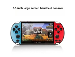 Consola de juegos portátil PSP con dos joysticks, versión arcade de alta definición con pantalla grande. x7plus - Pantalla de 5,1 pulgadas en rojo y colores.