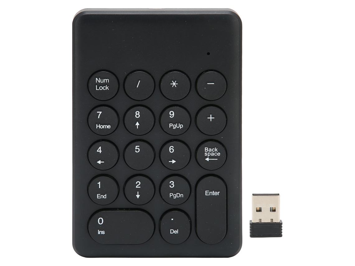 Teclado Numérico Sem Fio 2.4ghz 18 Teclas Design Ergonômico Inclinação 15° Mini Numpad Preto
