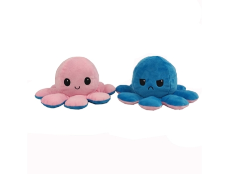 Simulación Suave, Pulpo Relleno Feliz, Triste de Doble Cara, Muñeco de Peluche Rosa Claro Azul