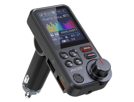 Transmisor FM inalámbrico Bluetooth Reproductor de MP3 para coche Multifuncional CZ-MP3-19 Negro PETHUEL