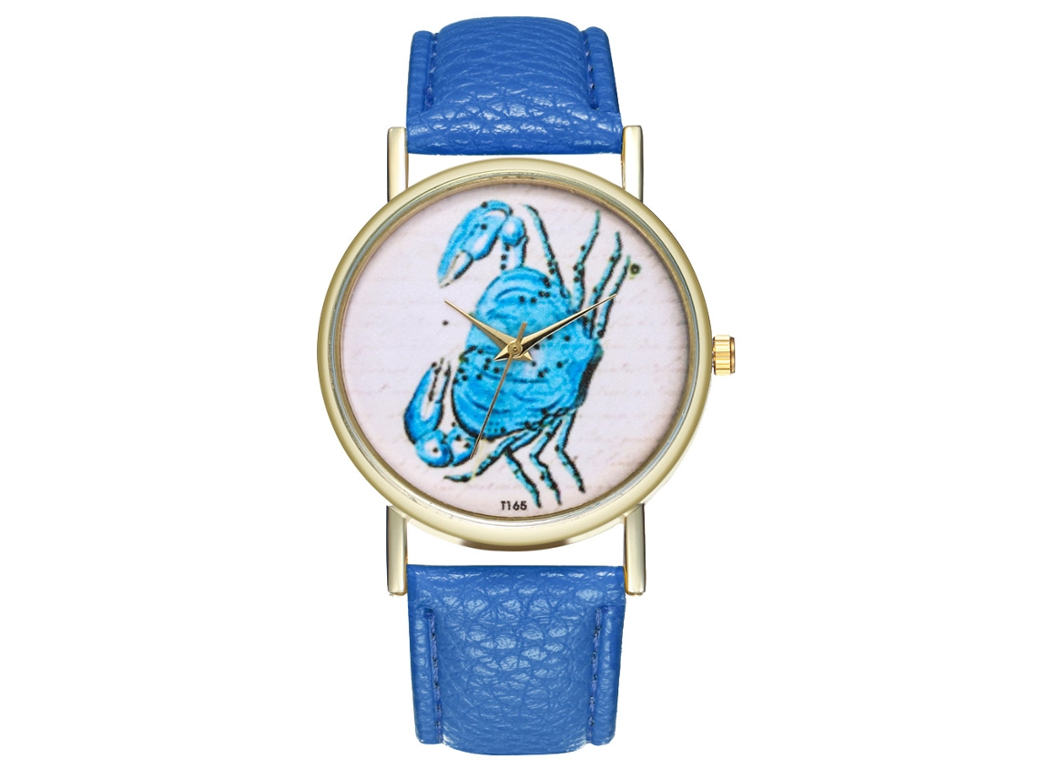 Reloj De Pulsera De Cuarzo Con Diseño Sencillo De Dibujos Animados Y Correa De Pu T165-a (azul Real)