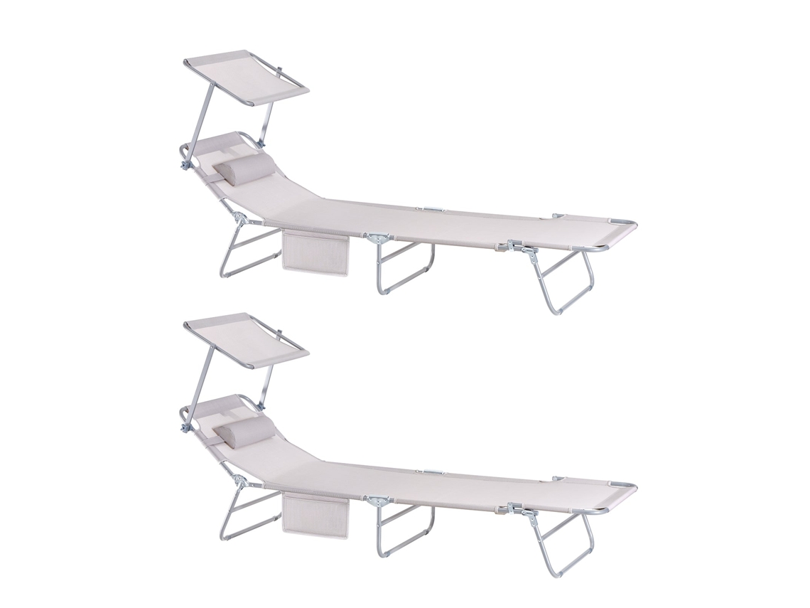 Sobuy Ogs48-mix2 Set De 2 Tumbonas Plegables Con Respaldo Reclinable Y Parasol