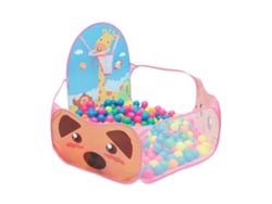 Piscina De Bolas Infantil Con Diseño De Jirafa Y Aro De Baloncesto Rosa.