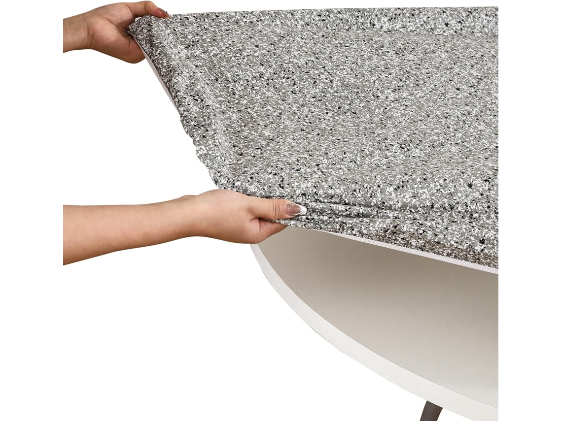 JILLIOPER Mantel Redondo de Vinilo con Forro de Fanel, Diseño de Borde Elástico, Impermeable, Antimanchas y Fácil de Limpiar para Mesa Redonda