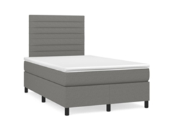 Cama Box Spring Con Colchón Y Led Tela Marrón Oscuro 120x190 Cm