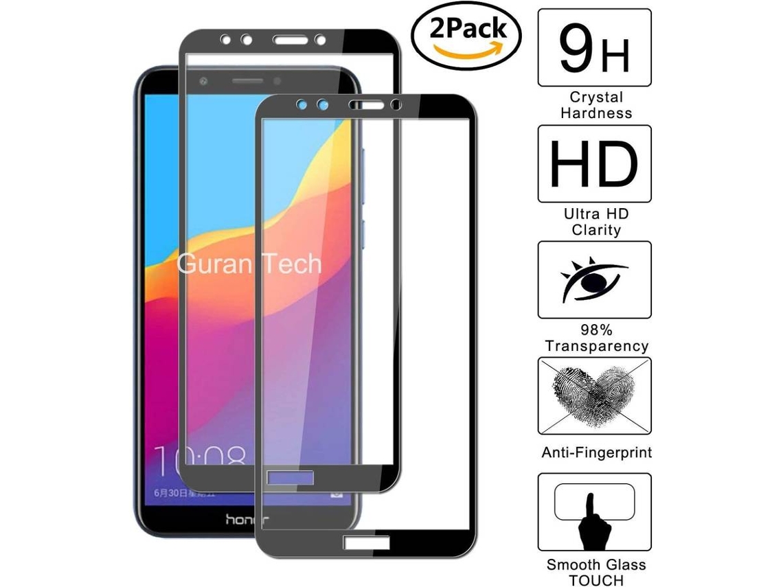 Protector Cristal Templado Honor 7C HONGWE. Cobertura Completa Negro
