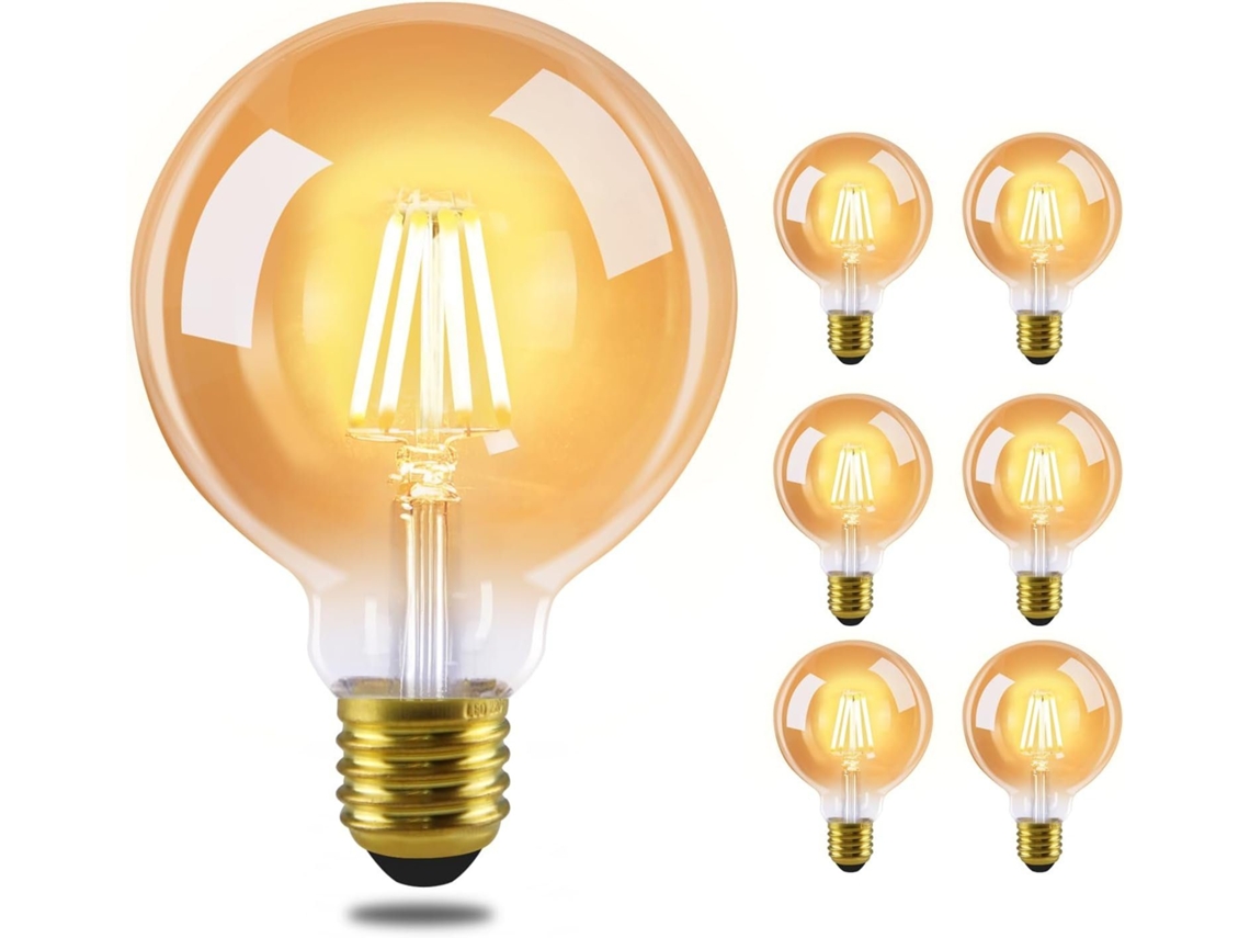 Zmh Pack De 6 Bombillas Led E27 Lámpara Vintage - G80 2700k 4w Edison Bombillas De Filamento Blanco Cálido Ideal Para Hotel Casa Cafetería Bar