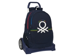 Mochila Escolar Con Ruedas Benetton Sixties Azul Marino 32 x 44 x 16 cm
