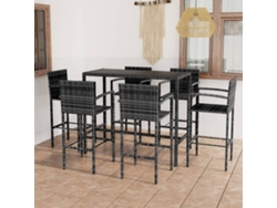 Conjunto Bar 7 Piezas Para Jardim Vime Pe Cinzento Dkd Home Decor