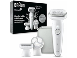 Depiladora eléctrica para mujer BRAUN Silk-Épil 9 con cabezal flexible para depilación individual húmeda y seca, piel suave