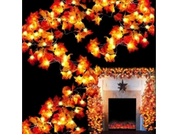Guirnalda De Luces Con Forma De Hoja De Arce, Paquete De 6 Unidades, 120 Led, Decoración Para Otoño, Fiestas, Acción De Gracias Y Halloween.