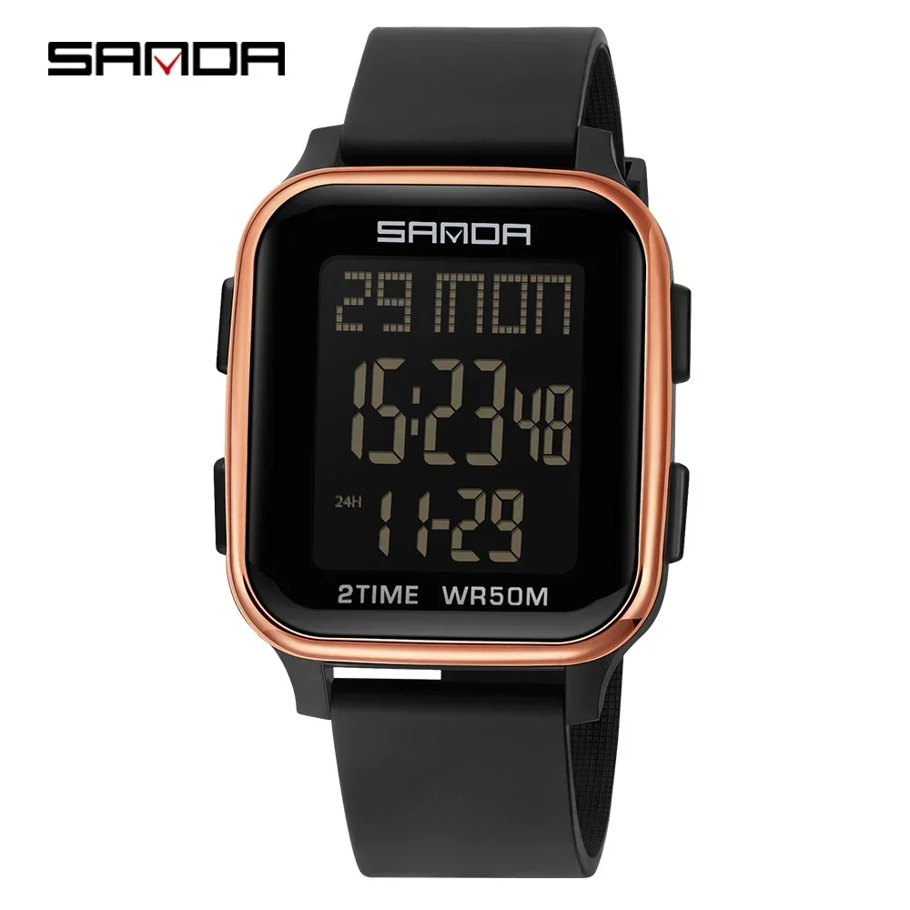 Reloj Electrónico Para Estudiantes (negro Y Dorado), Reloj Electrónico De Moda Para Hombre, Reloj Despertador Led Deportivo E Impermeable.