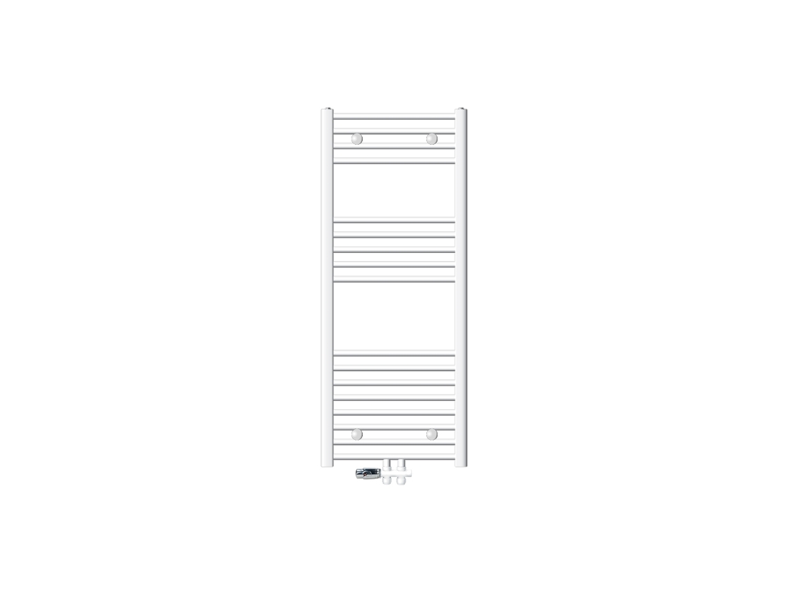 Radiador de baño con conexión central 500x1200 mm blanco curvo Luxebath