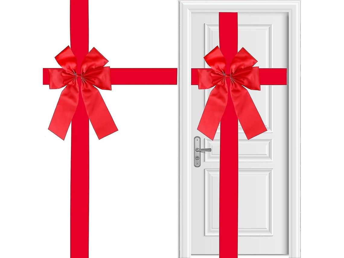 Omni-lazo Grande De Ribbon Rojo Para Navidad, Adorno Versátil Para Puertas, Armarios Y Árbol De Navidad