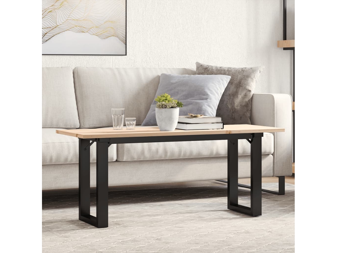 Mesa De Centro | Mesa De Café | Mesa De Salón Marco O Madera Maciza Pino Y Acero 110x40x45 Cm
