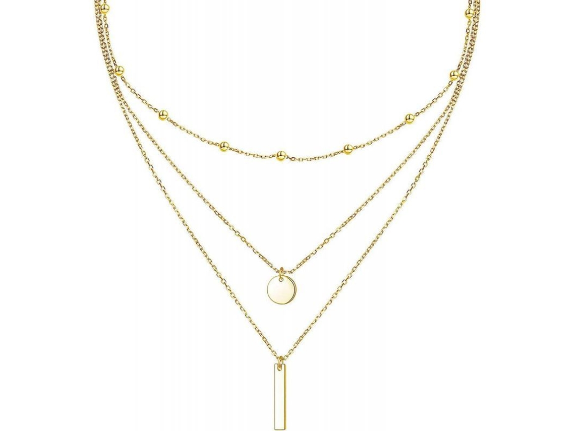 2026-cadena De Collar De Plata Esterlina S925 Multicapa Triple Larga Con Colgante Para Mujer Dorado