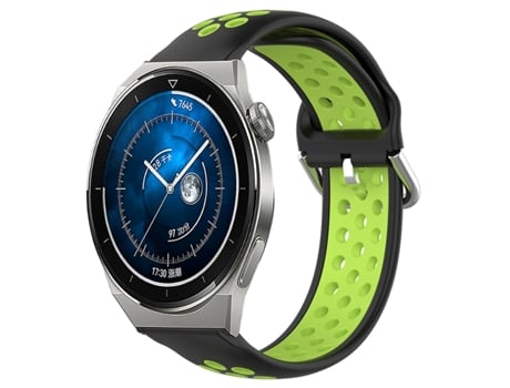 Correa de reloj inteligente para Huawei Watch GT3 Pro 43 mm 20 mm Correa de reloj deportivo transpirable perforada de silicona (negro + lima)