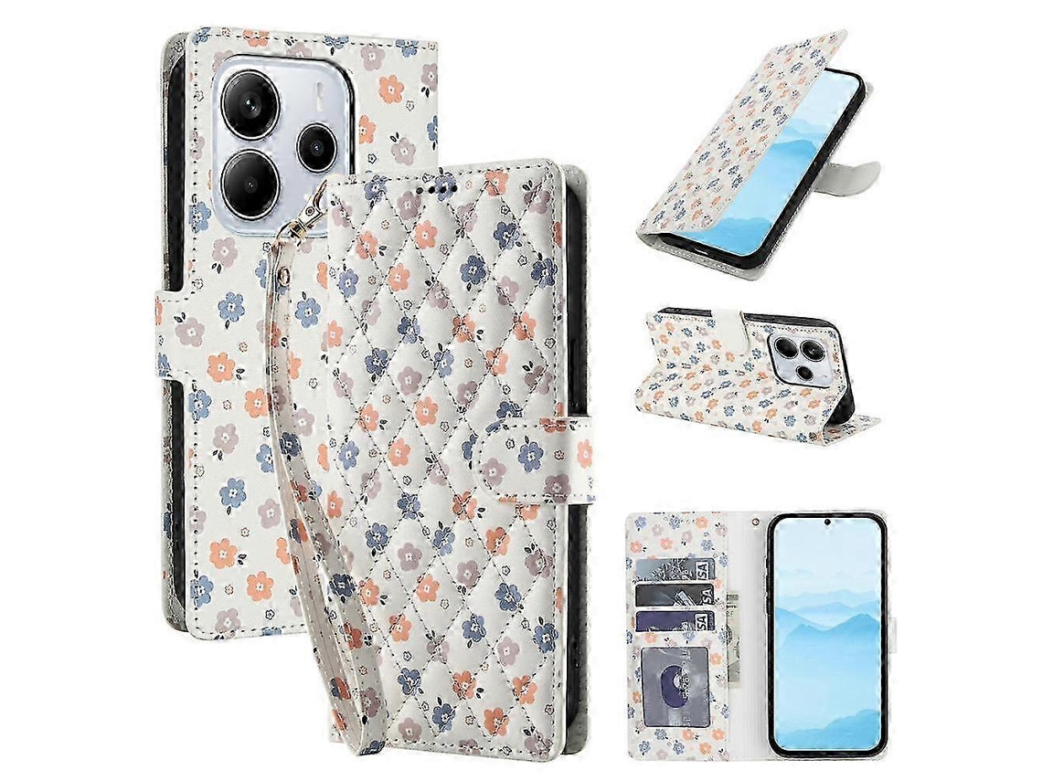 25-26 Flower Pattern Buckle Leather Phone Case With Lanyard