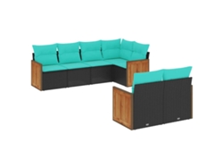 Maison Exclusive - Conjunto De Sofá De Jardín De 7 Piezas Con Cojines, De Poliratán Negro