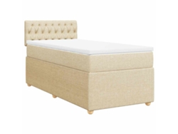 Maison Exclusive - Cama Box Spring Con Colchón Tela Color Crema 90x200 Cm