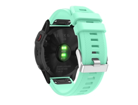 Correa de Silicona ajustable con hebilla plateada para Garmin Fenix 7X/6X Sapphire GPS/6X Pro/6X GPS/5X GPS/5X Plus - cian