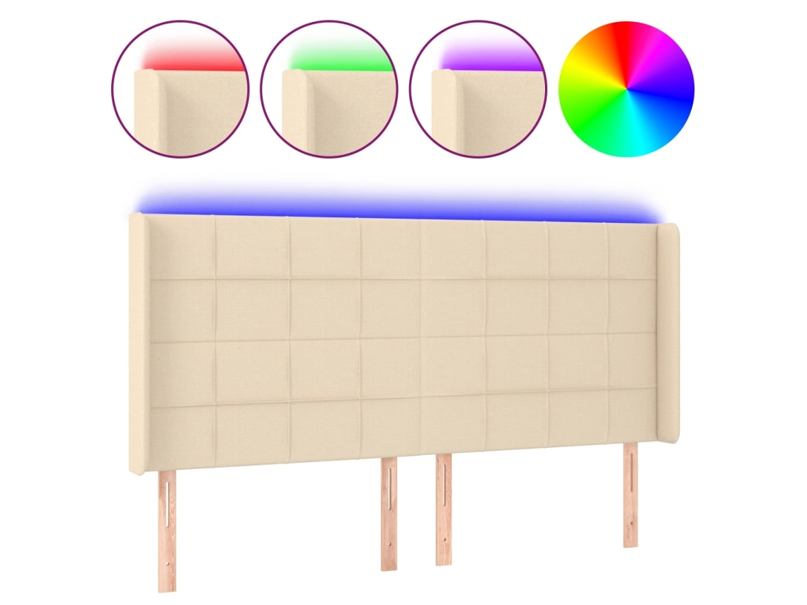 Maison Exclusive - Cabecero Con Led De Tela Color Crema 183x16x118/128 Cm