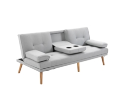 Sofá Cama 3 Plazas Lino Cómodo Cama Gris Claro 181x77x72