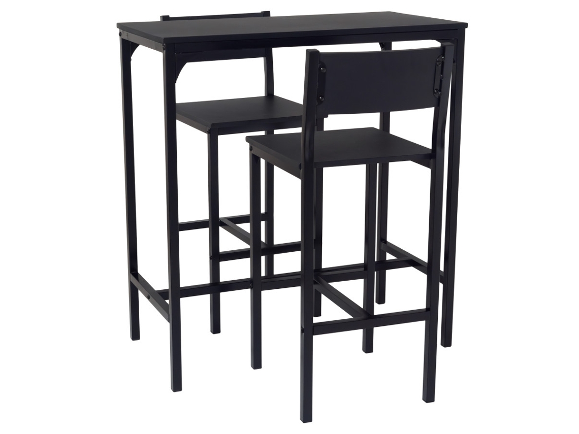 Conjunto de mesa de bar con 2 taburetes, negro, modelo Lignano Per Yelloo