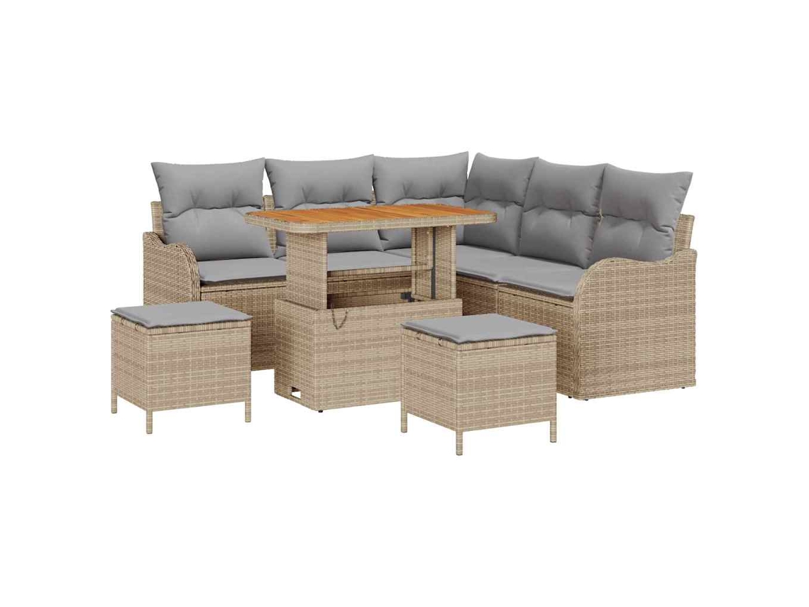 Maison Exclusive - Conjunto de sofás de jardín de 8 piezas en beige y gris claro