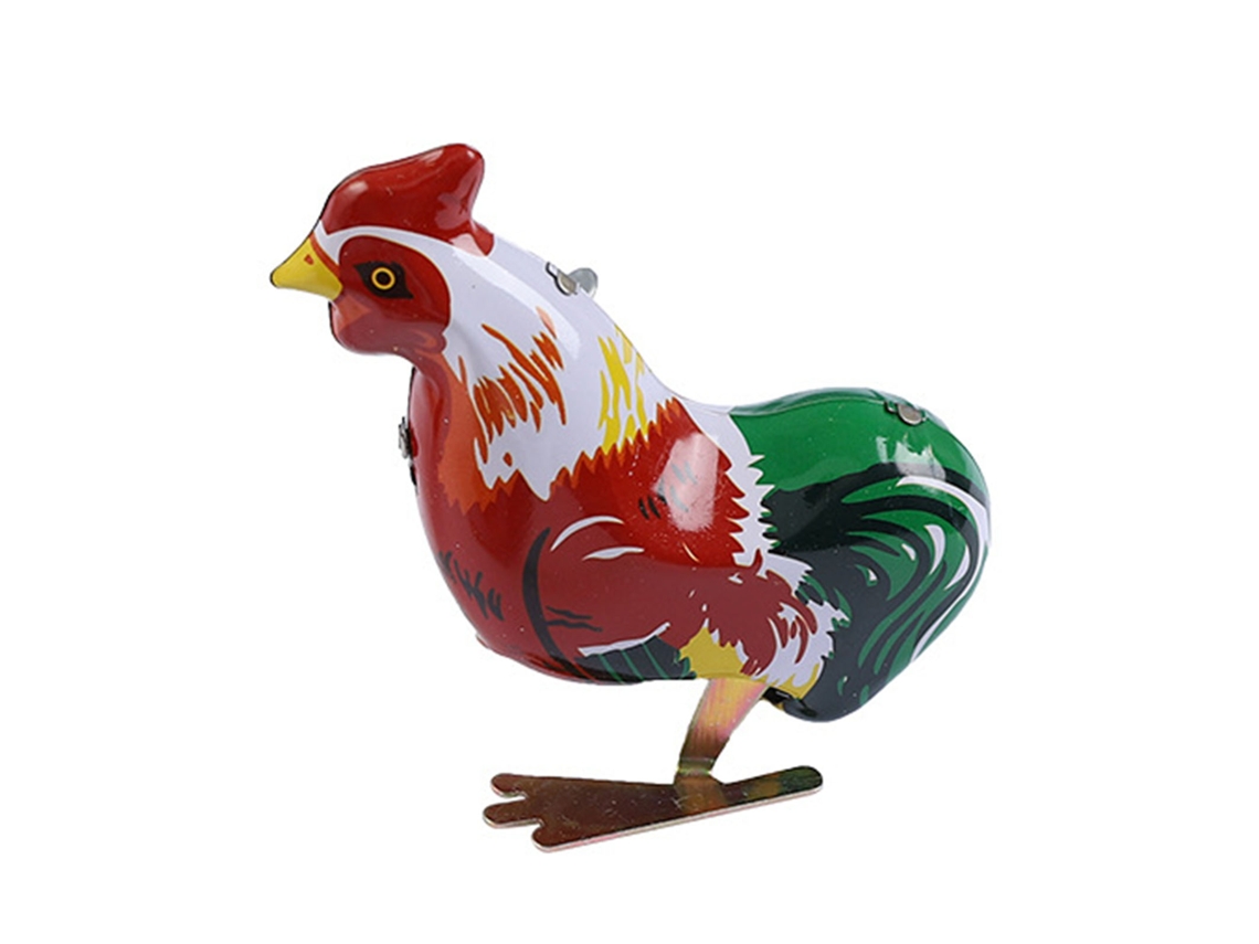 Juguete De Gallo Mecánico Saltarín Relojero De Metal Jumping Chicken Wind Up Iron Toy