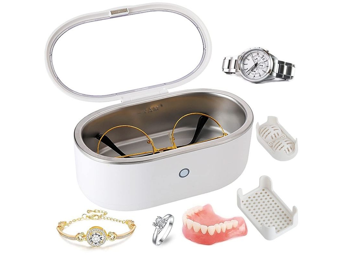 Limpiador ultrasónico de joyas de 16 W, modelo 2026, con depósito de acero inoxidable 304 de 330 ml y frecuencia de 48.000 Hz.