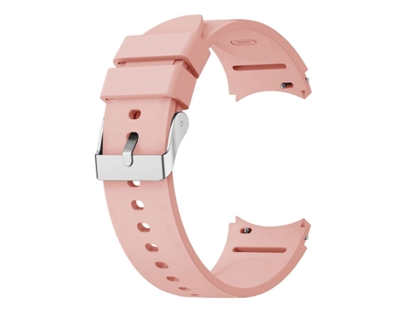 Correa de reloj inteligente para Samsung Galaxy Watch 6 con hebilla plateada de silicona de color sólido (rosa)