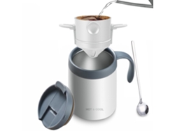 Cafetera portátil para acampar de 16 oz, ideal para viajes, camping y oficina, color blanco Siurn
